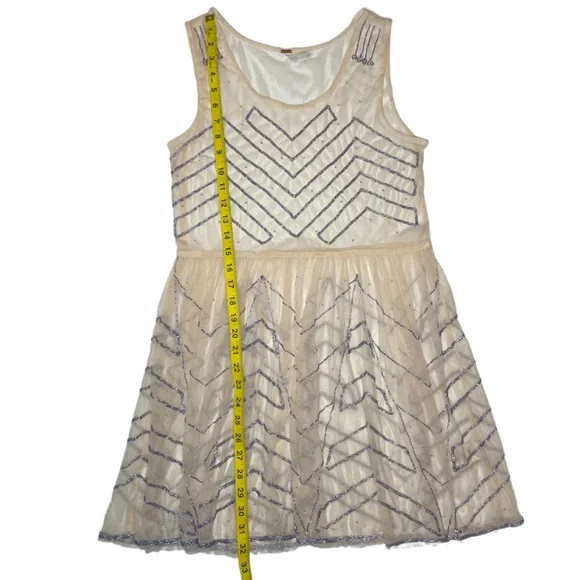 Free People Embellished Slip Mesh Beaded Dress Sz S - Picture 11 of 13